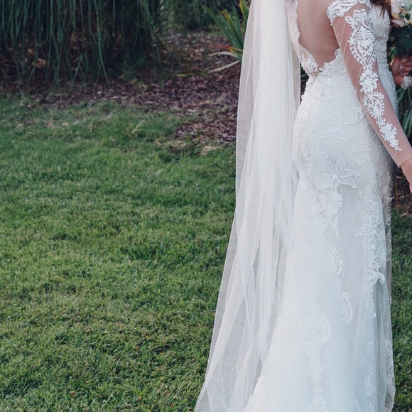 USED Long Sleeve Galina Signature Wedding Dress - Picture 7 of 13